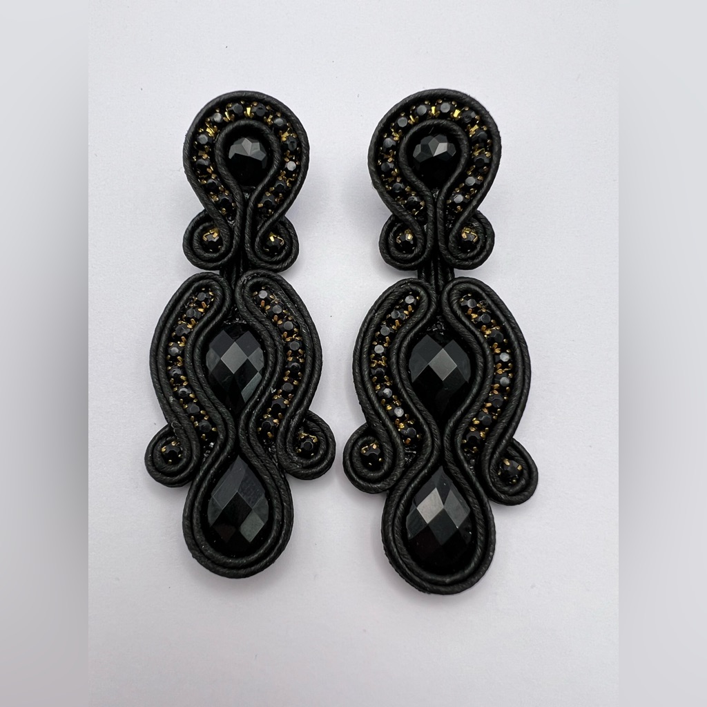 Elegant Black Retro Earrings - Art Deco Wedding Earrings - Glam Earrings 35$
